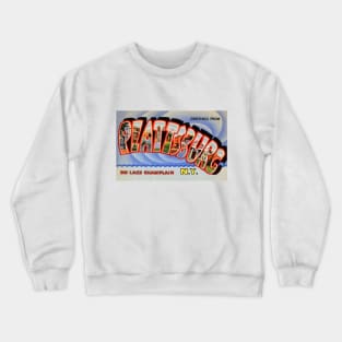 Greetings from Plattsburg, New York - Vintage Large Letter Postcard Crewneck Sweatshirt